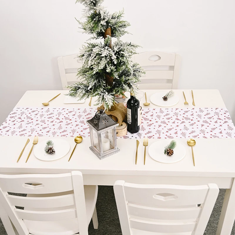 Christmas Table Runner Xmas Tree Star Printed Simple Table Runner Party Holiday Wedding Table Decoration