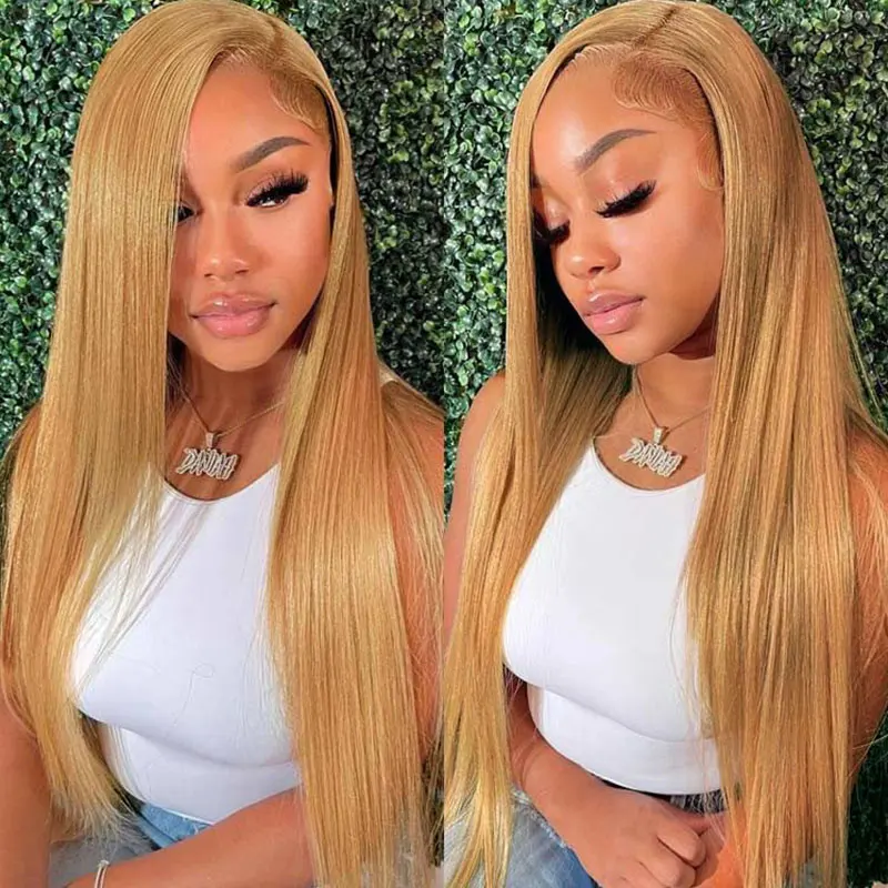 27# Honey Blonde Bundles Human Hair Straight Hair Weave Strawberry Blonde Human Hair Bundles 100g/pc Colored Human Hair Weaving