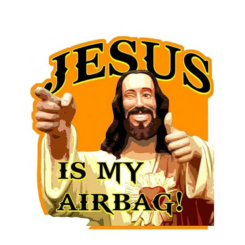 

Jpct Funny Jesus is my airbag decal for RV, bike, fuel tank cap Waterproof sunscreen vinyl sticker, length 13cm
