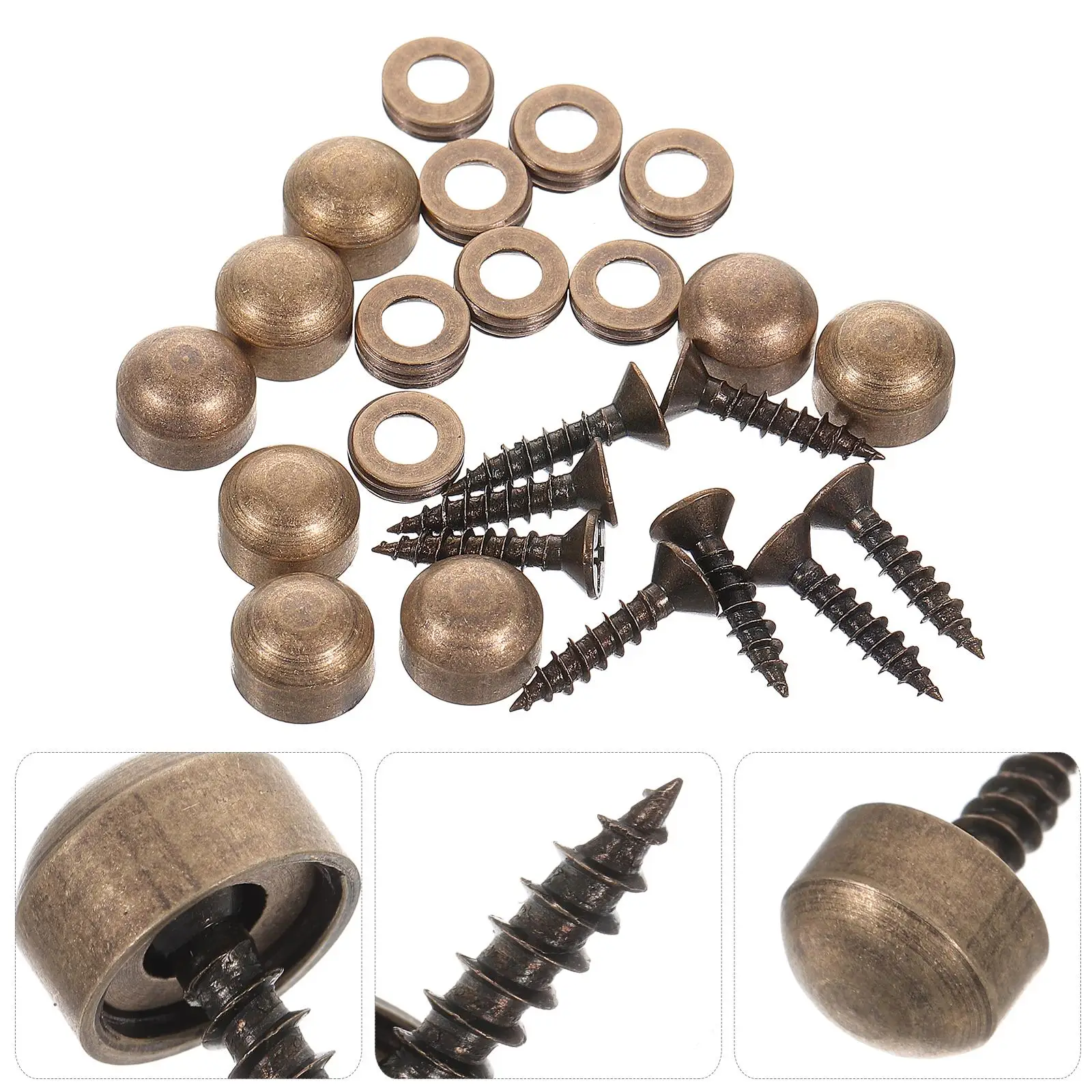 8pcs 9mm Copper Self tapping Screws Decorative Caps for Mirror Hanging Durable Solid Construction Easy Install Hardware