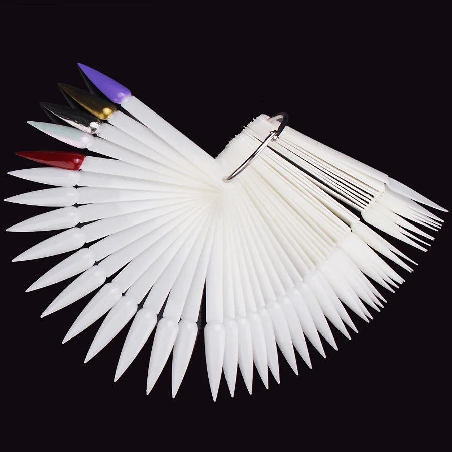 

50 шт., палитра для дизайна ногтей, заостренные советы, гель-лак, цветные палочки, веерообразный дисплей для мастеров и студентов