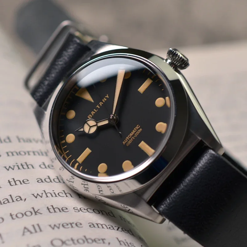 Baltany ريترو Bubbleback ساعة رجالي S4029 جلدية فاخرة الياقوت OVETTO NH38 حركة الاستوائية الهاتفي ساعة أوتوماتيكية الرجال