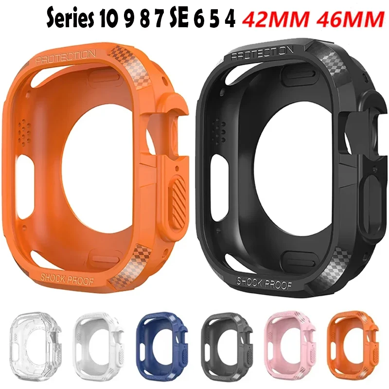 Coque de protection pour Apple Watch, 45mm, 41mm, 44mm, 40mm, 46mm, 42mm, Protecteur d'écran, TPU, Bumper, iWatch Series 10, 9, 8, 7, SE, 6, 5, 4