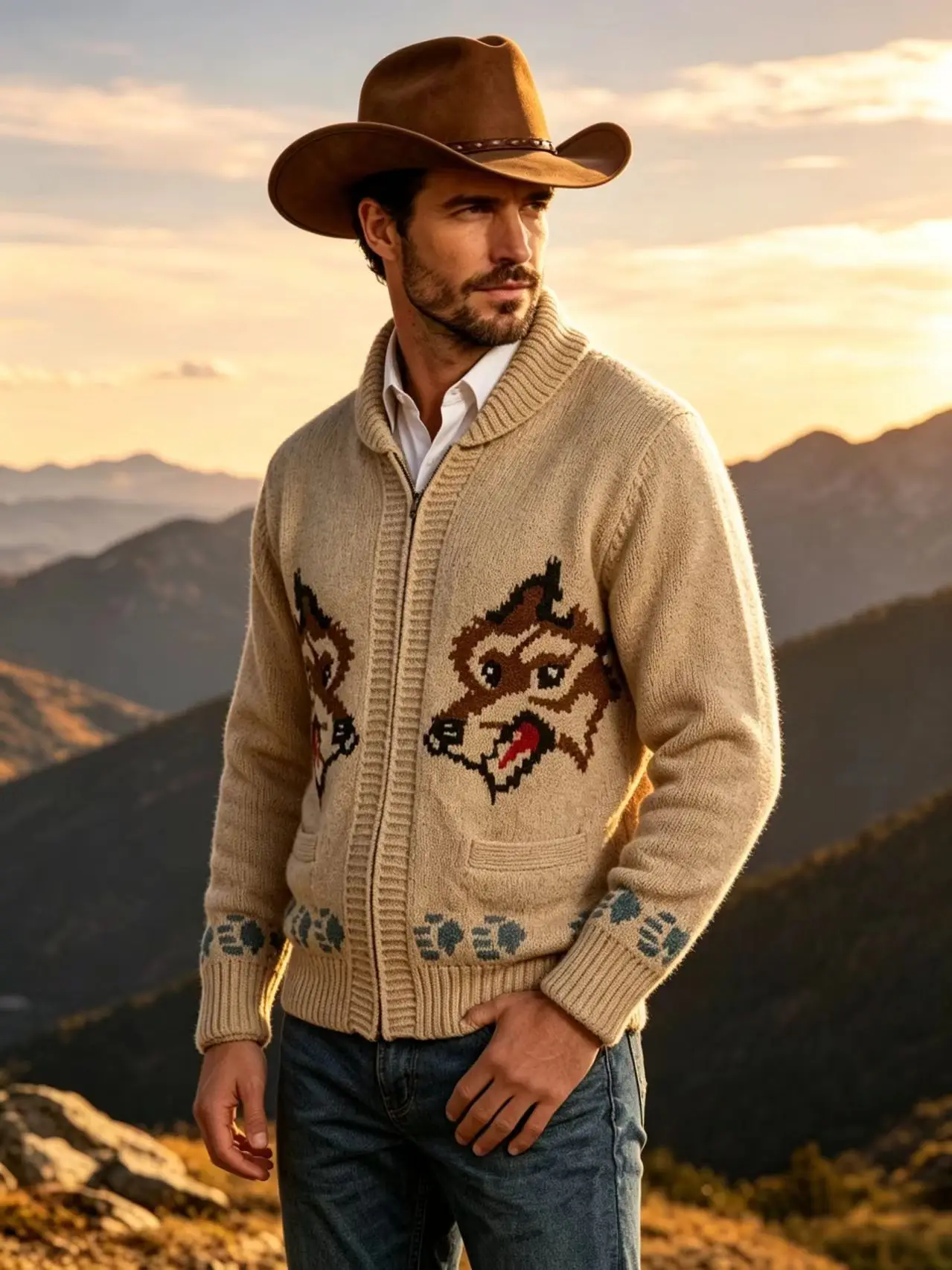 Men's Fox Plaid Knitted Sweater Blazer for Spring 2026 - Thick Knit with Zipper Closure Loose and Comfortable Style