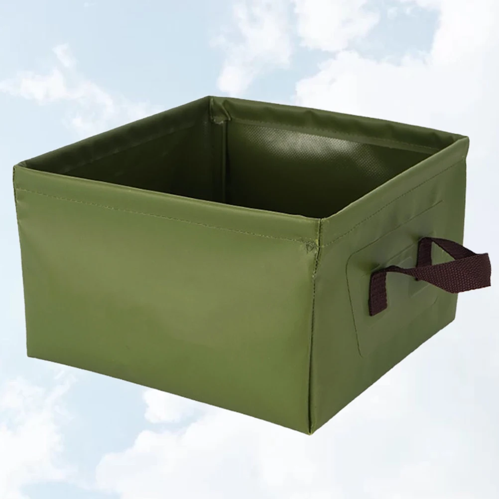 1 pz secchio d'acqua pieghevole portatile secchio da pesca quadrato esterno verde militare campeggio alpinismo contenitore da viaggio