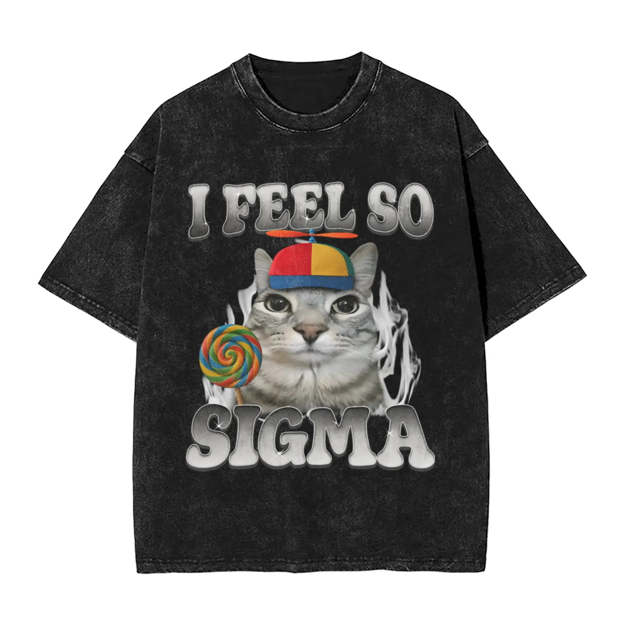 I Feel So Sigma Funny Cat Classic Chic A T-Shirt Oversized Short Sleeve Men's Women's Cotton Tees Tops