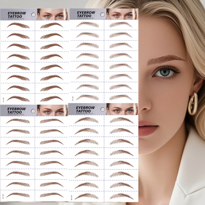 Brown Hair-liked Eyebrow Tattoo Sticker Waterproof Eye Brow Tattoo Long Lasting Eyebrow Sticker for Brow Shaping