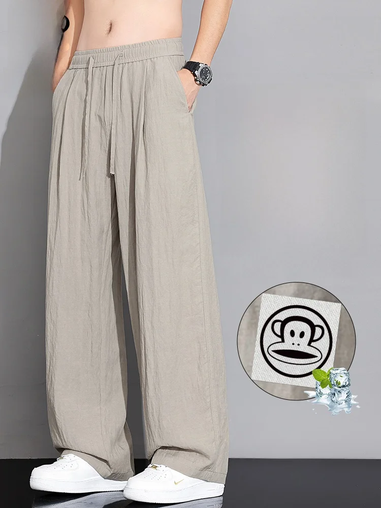 

Льняные дышащие спортивные повседневные брюки PaulFrank свободного кроя с прямыми штанинами, летние, из тонкой ткани, молодежные повседневные брюки