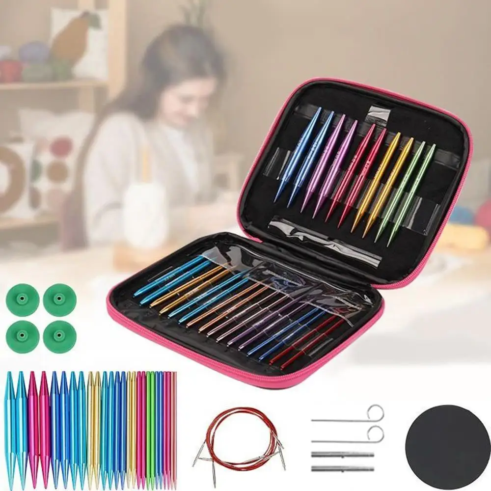 

A Set Of 37 Pieces Sweater Needles Crochet Hooks Weaving Yarn Knitting Craft Tools 3.9Inch Metal Circular Knitting Needles Kit