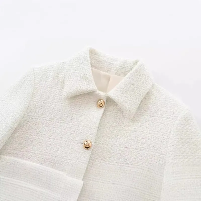 

Осень 2023, новые женские модные комплекты с укороченной юбкой в европейском и американском стиле с зубчатым воротником и длинными рукавами, комплекты курток