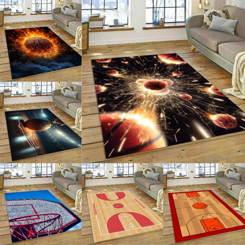 Basketball Court Frame Cartoon Rug Carpet for Living Room Home Decor Bedroom Non-slip Sofa Floor Mat Gifts Bedside Area Rugs