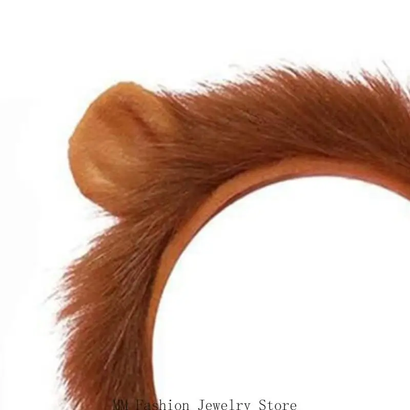 D0ub 성인 어린이 플러시 만화 동물 귀 머리띠 테일 라이온스 의상 생일 파티 크리스마스 할로윈 코스프레 의상 의상