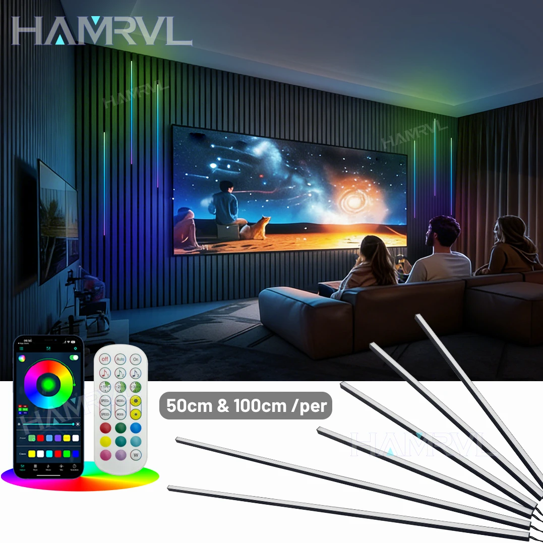 HAMRVL RGB LED Magic Light Recessed Lighting for Wood Slat Wall Panel lamp HomeDecor Game Dream Color Music Sync Chasing Effects