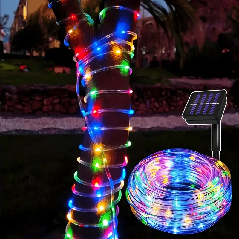 Solar Powered LED Tubes for Outdoor Decoration Multi-color Rope Lights for Gardens Christmas Weddings and Holiday Celebrations