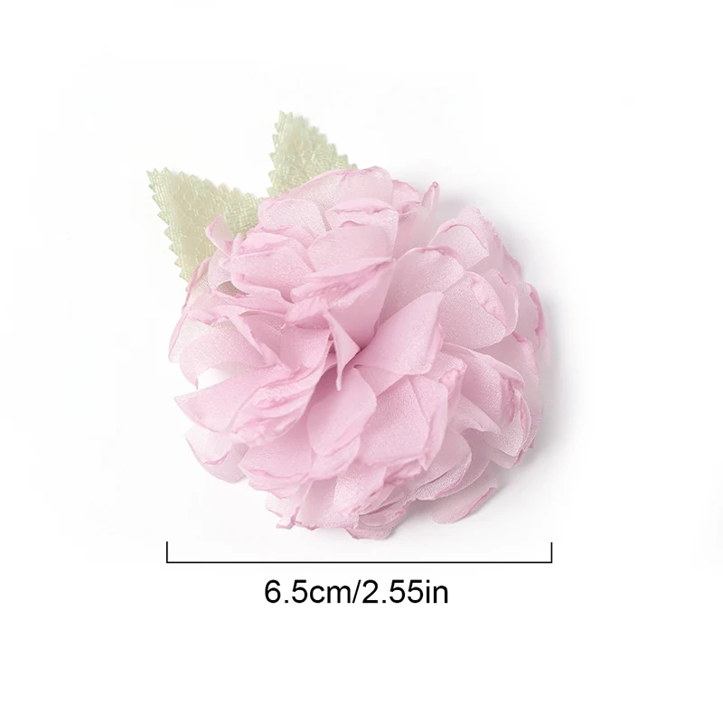 5/10 قطعة 6.5 سنتيمتر الأورجانزا الشاش زهرة DIY بها بنفسك فستان الزفاف الملابس الأحذية القبعات الديكور دبوس الشعر مجوهرات اكسسوارات ورد من الأقمشة #6