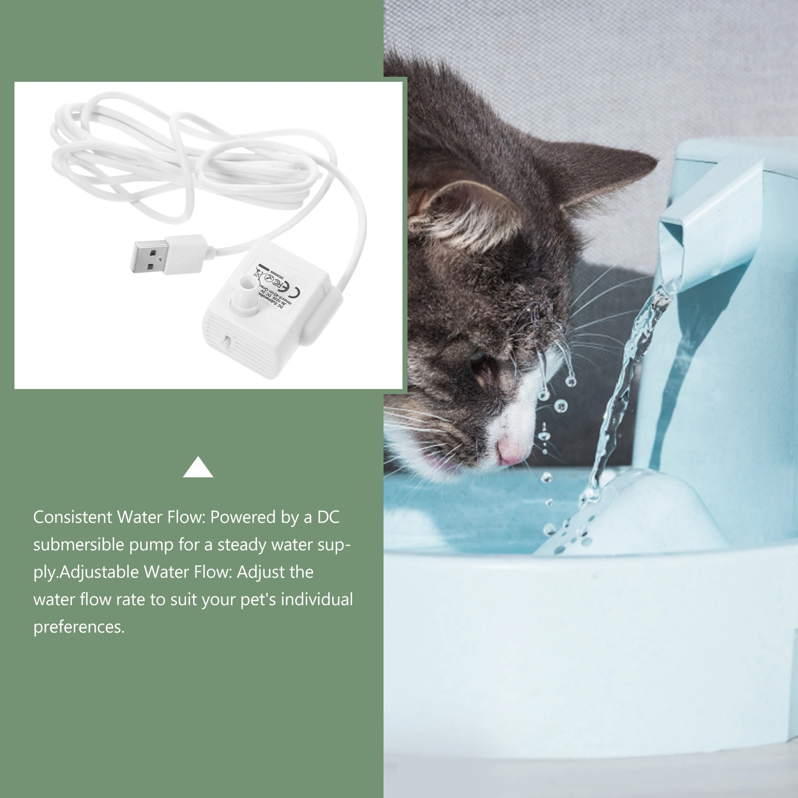 

Pet Water Fountain Pump DC Submersible Quiet Cat Dog Drinking Supplies Adjustable Flow Small Pumps for Pets Replacement