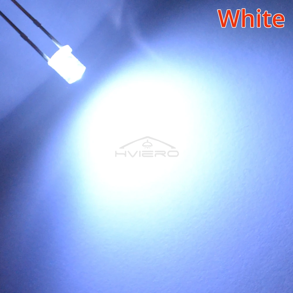 10/20 buah F3 3mm lampu Diode Led pemancar cahaya sudut lebar bohlam Diode merah muda UV oranye biru putih kepala atas datar Ultra terang