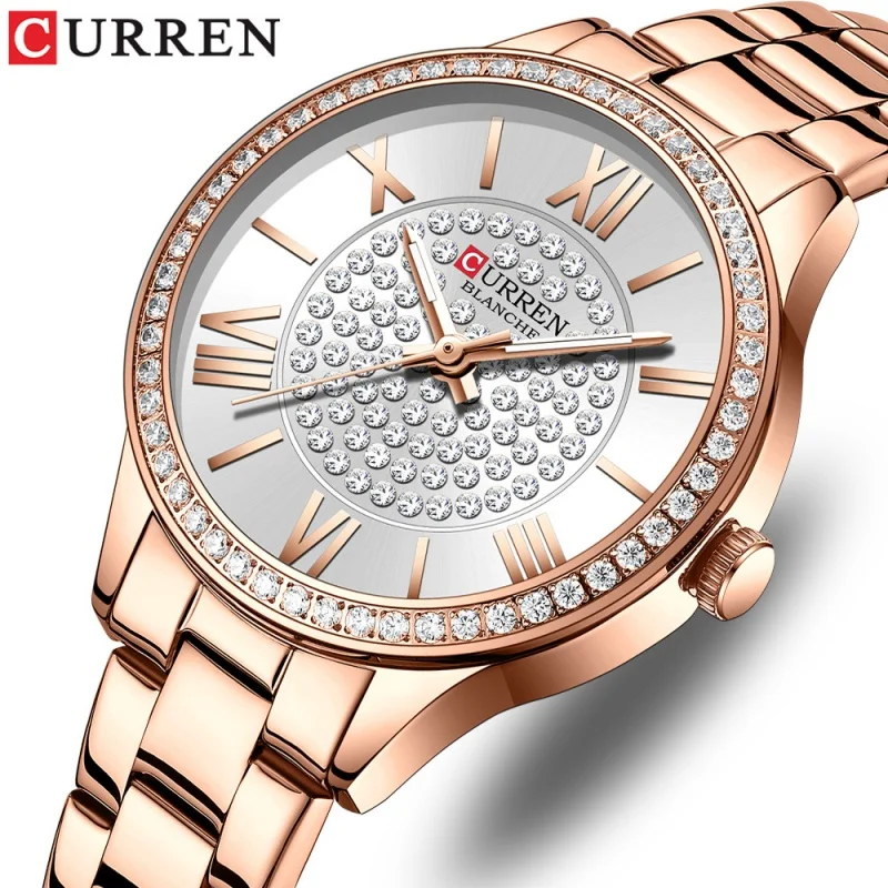 

CURREN 9084 Elegant Women's Quartz Watches Luxury Diamond Dial Stainless Steel Strap Luxury Fashion Ladies Business Watch Gifts