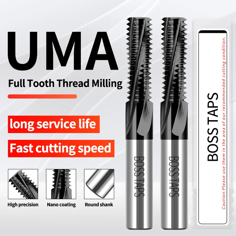 BOSS TAPS CNC Machine Solid Carbide Tungsten Steel Pipe Full Thread Milling Cutter BSPT RC PT 1/16 1/8 1/4 3/8 1/2 Mill Mills