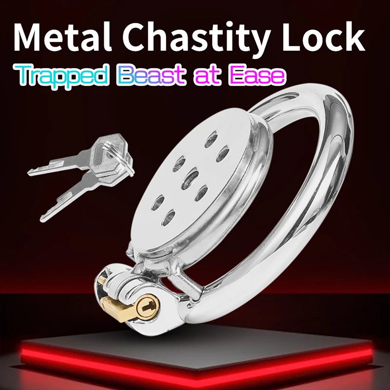 With Lock Metal Male Chastity Cage Male Chastity Device Cock Ring Male Chastity Belt Penis Lock Adult Sex Toys For Men view 4