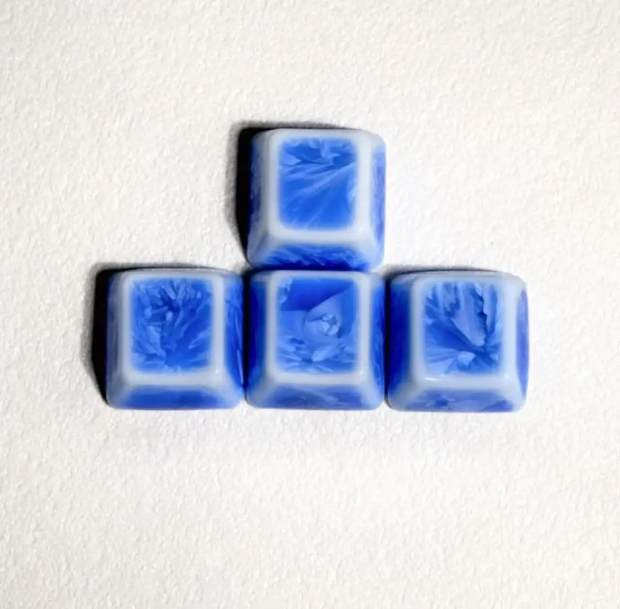 Blue Crystal Glaze Ceramic Keycaps OEM Profile Blank Keycaps Shine Through WASD Keys for Mechanical Keyboard Cherry MX Switch