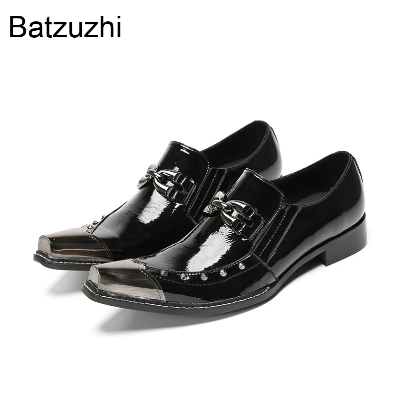 

Batzuzhi Top Fashion Men's Leather Dress Shoes with Iron Toe Formal Black Business/Wedding Shoes Man Low Heels, Big Sizes US6-12