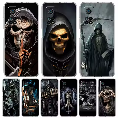 Phone Case For Xiaomi Mi Poco X7 X6 X5 NFC X3 F7 Ultra F6 Pro F3 15 14T 14 13T 11 12 13 Lite Cover Grim Reaper Skull Skeleton