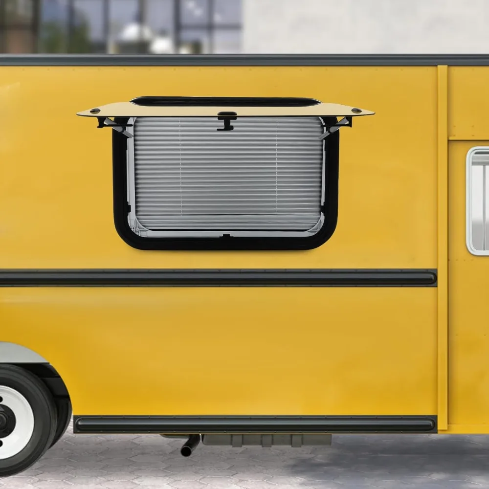 Jendela Keluar RV - Lebar 29,5 x Tinggi 19,69, Model Dorong Keluar dengan Layar, Kaca Tempered Ultra Tebal untuk Penggunaan Darurat di Camper