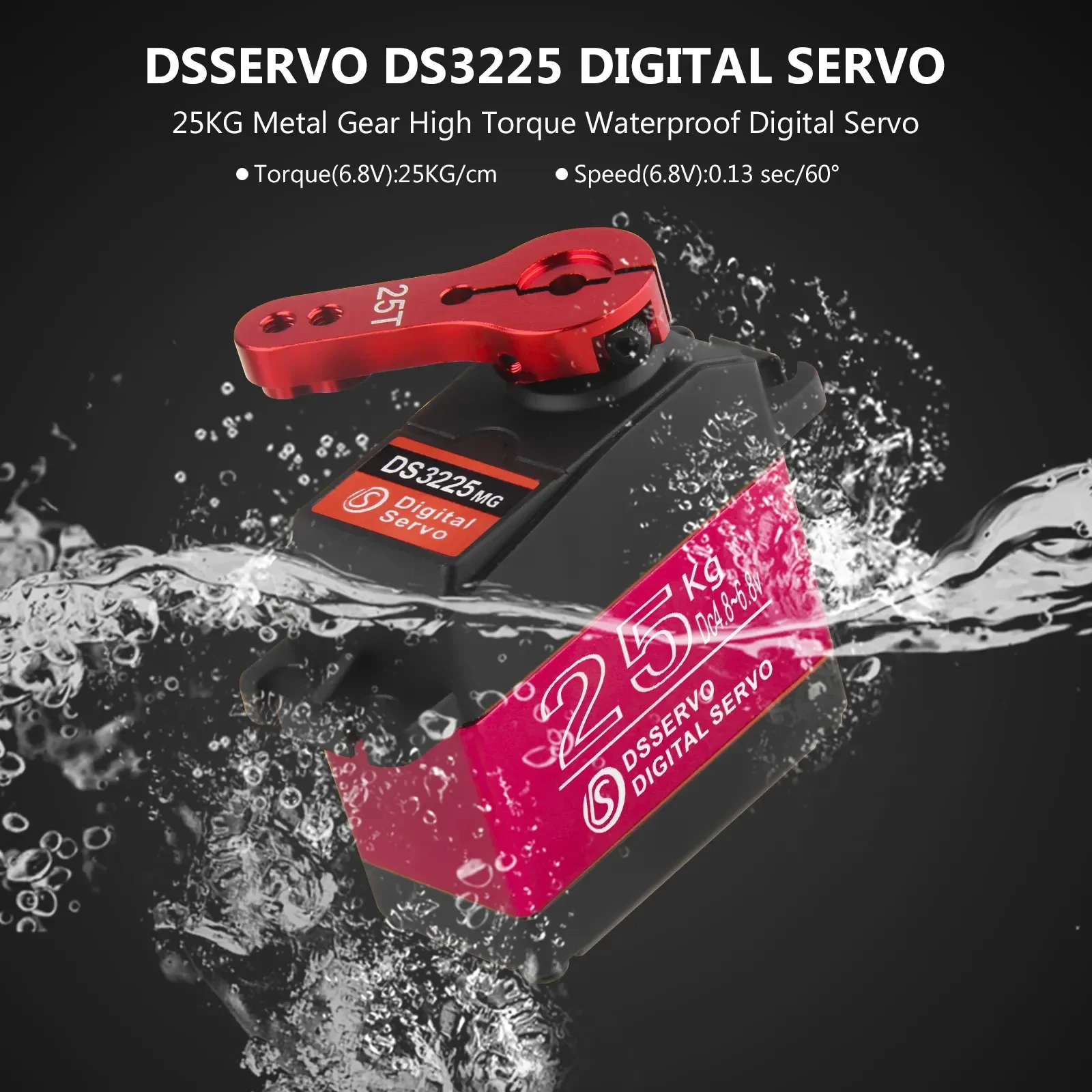 Dsservo IP66 impermeabile ad alta velocità Metal Gear Servo digitale DS3225 KG 180/270 gradi motore Baja per 1/8 1/10 1/12 scala RC auto