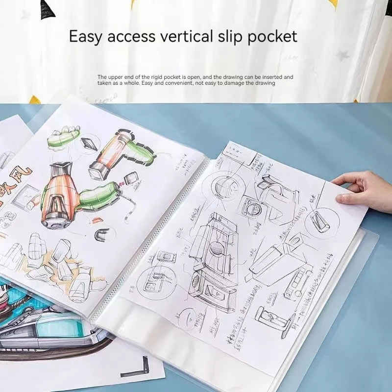 

A3 File Folder Display Book 20-80pages Painting Art Collection 8k Album Transparent Information Children's Reward Poster Storage