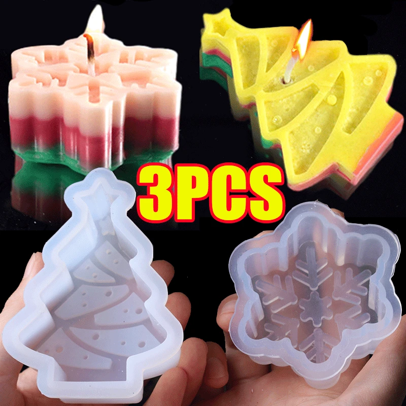 

DIY Christmas Snowflake Candle Silicone Mold Handmade Soap Plaster Craft Resin Making Tools for Home Decoration Festival Gifts