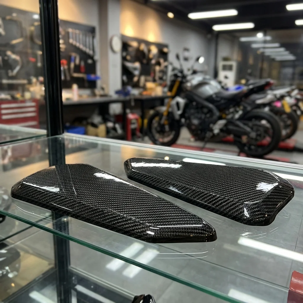 For Honda CB650R 2018-2026 Carbon Fibre Side Fairing Cover Trim Motorcycle under Fuel Tank Glossy Black/Real Carbon Fiber Textur
