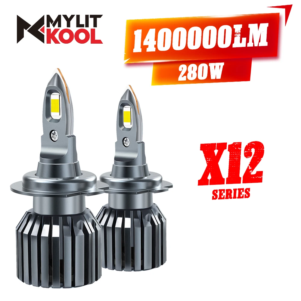 

H4 Low Beam High Beam LED Headlight, 280W Super Bright Spotlight Auto Light Bulb, H7 H1 9005 9006 9012 Car Headlamp with Fan 1:1