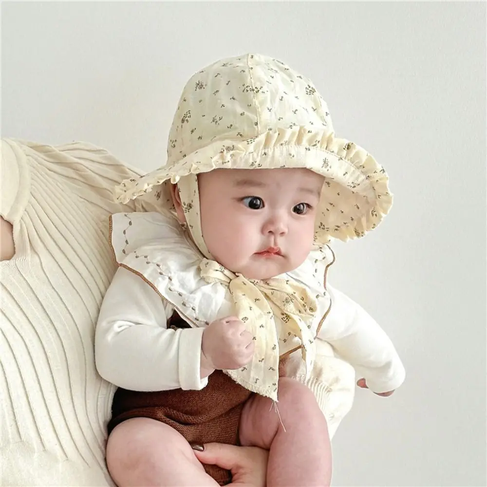 

Cute Korean Style Baby Hat Breathable Thin Baby Bucket Hat Anti-UV Small Floral Pattern Children Fisherman Hat Girls