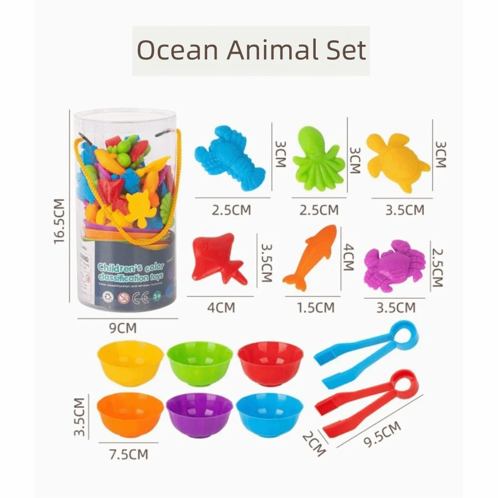 Giocattolo di conteggio arcobaleno in gomma morbida Forme di orso e dinosauro Colori multipli Giocattolo matematico Montessori Gioco di abbinamento Educazione precoce