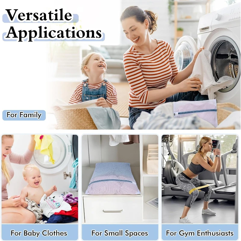 Wäschebeutel aus Wabenstruktur, grobes Netz, verformungsresistent, mit Reißverschluss, für empfindliche Kleidungsstücke, BHs, Socken, Waschmaschine und Reisen – Detail 3