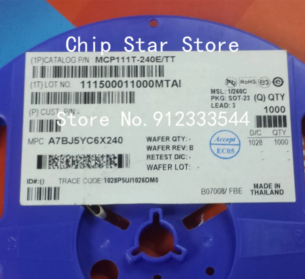 5-100pcs  MCP111T-240E/TT  MCP111T  MCP111  SOT23-3  Voltage Detector Active-Low Reset 1V-5.5Vin 100%New And Original