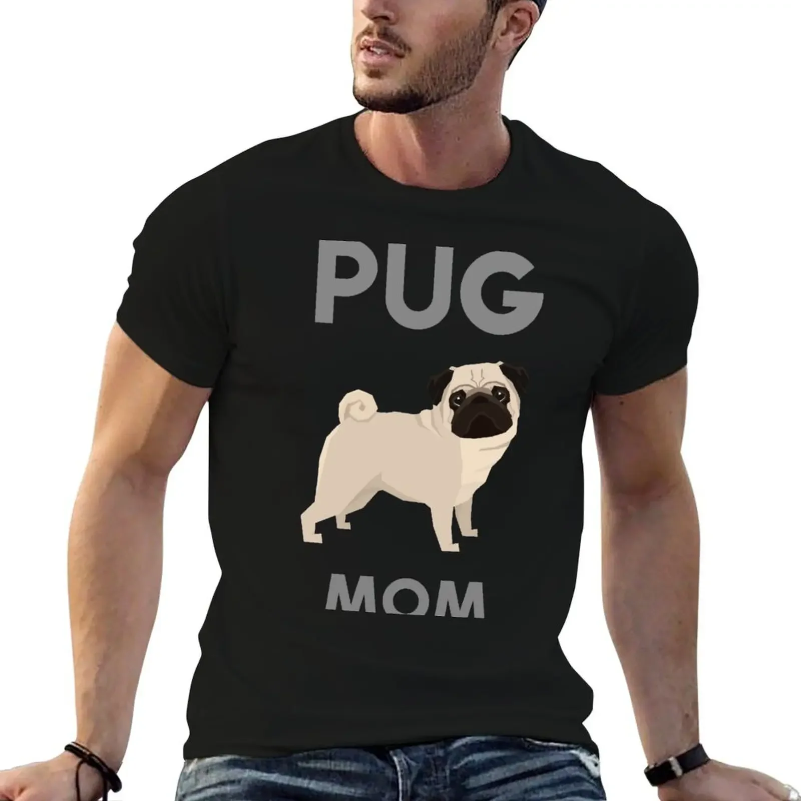 

Pug Mom T-Shirt cute clothes street wear designer shirts Men's clothing