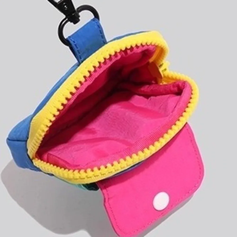 Stylish Portable Storage Bag Portable Zipper Color-blocking Design Small Hanging Bag Durable Multi-functional Earphone Case