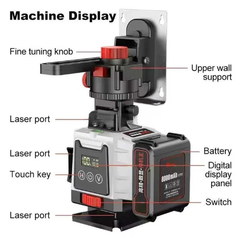 مستوى الليزر الأخضر الرقمي الجديد ذو 16 خطًا للتسوية الذاتية 4D #3