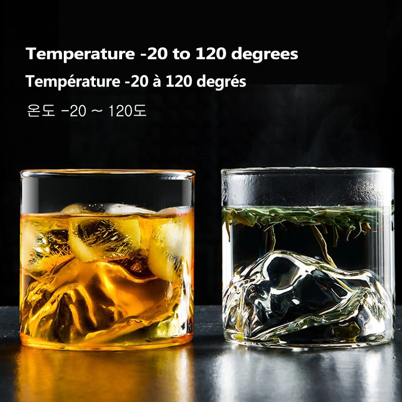 اليابان ثلاثية الأبعاد كوب ويسكي الجبل الجليدي الطراز القديم ويسكي روك نظارات كوكتيل الزجاج الفودكا كأس النبيذ كأس جعة لشريط