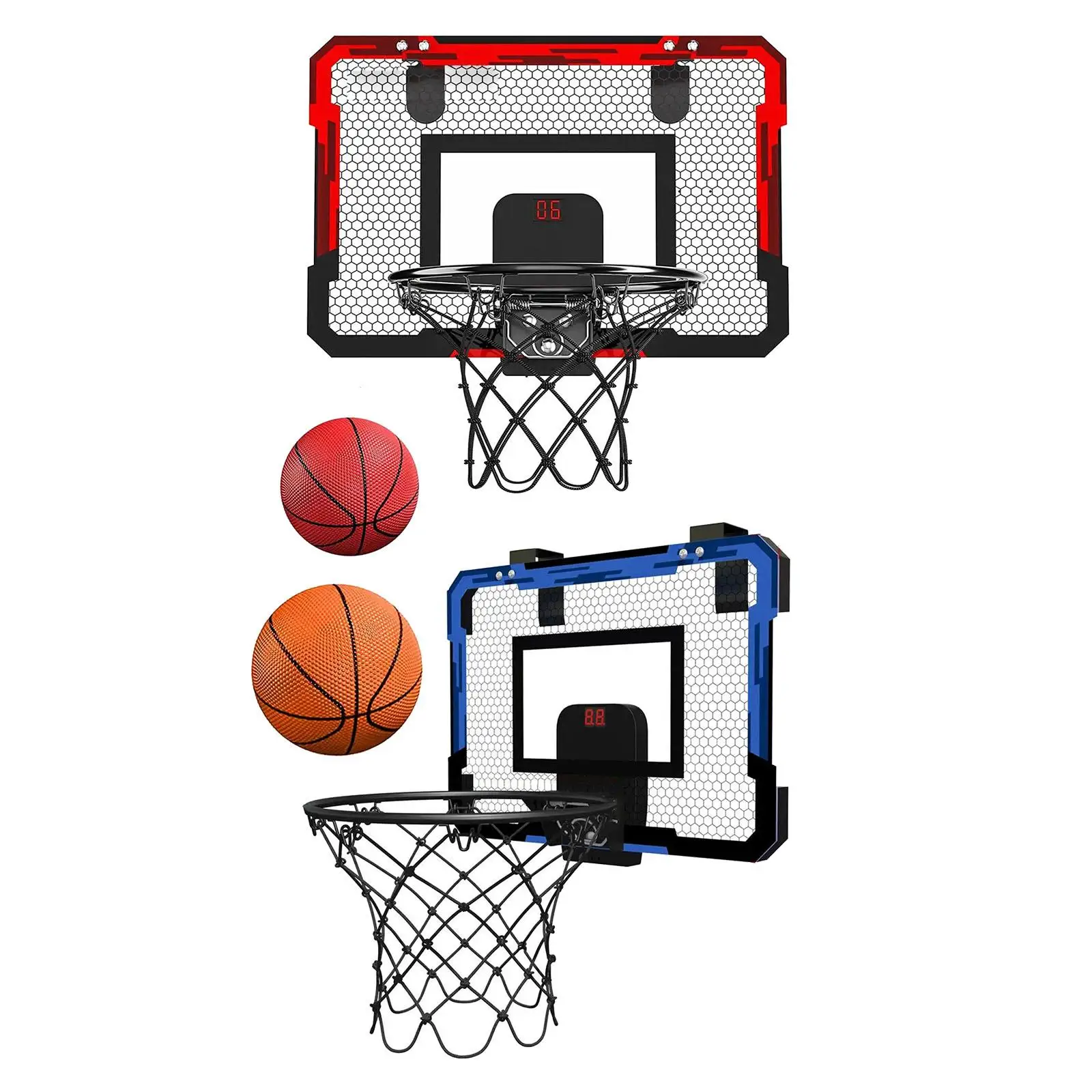 Basketball Hoop Set Electronic Scoreboard Wall Mounted Toy for Kids Adults