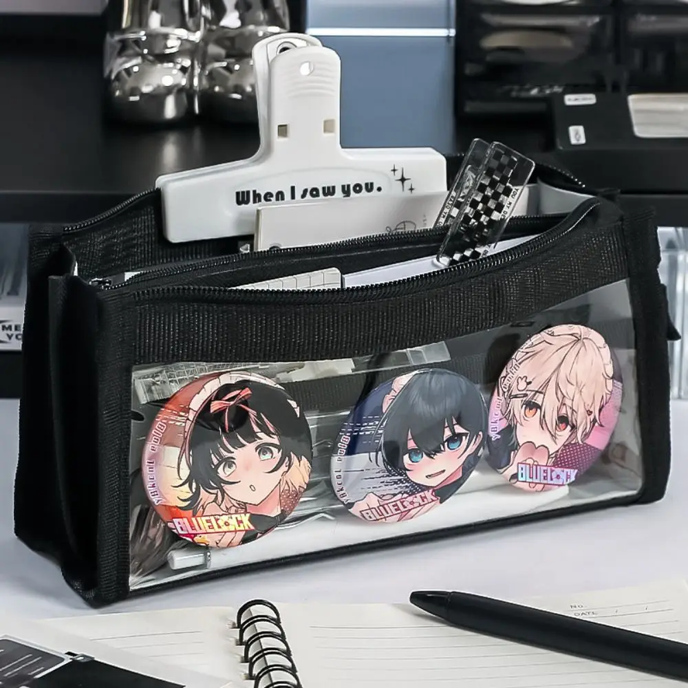 

Triangle PVC Transparent Pencil Case Three-dimensional Large Capacity Stationery Storage Bag Clear Transparent