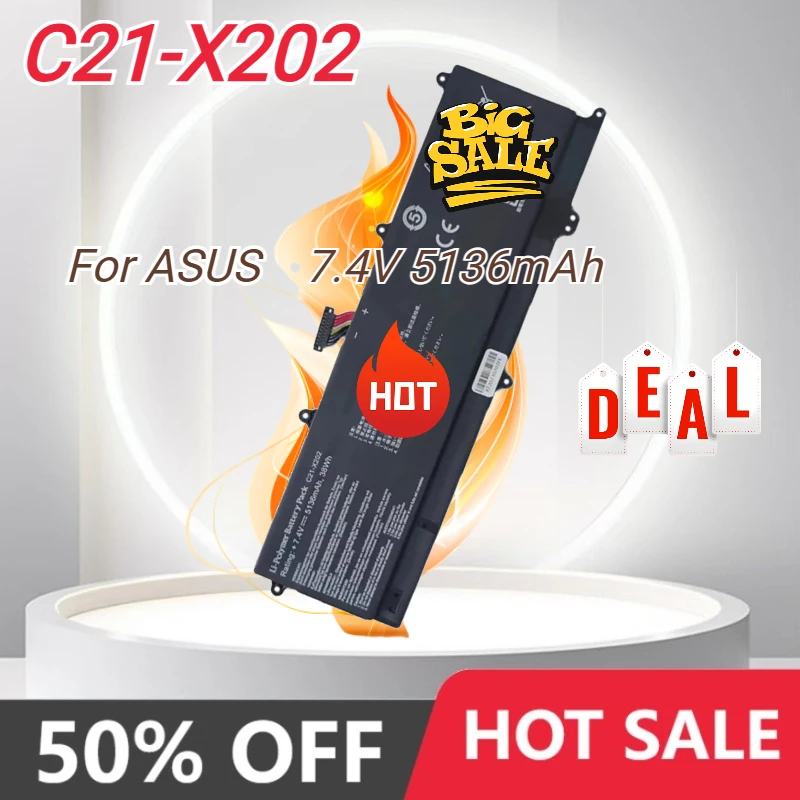 

Новый аккумулятор для ноутбука C21-X202 5136 мАч для ASUS VivoBook S200 S200E X202 X202E X201 X201E S200E-CT209H S200E-CT182H S200E-CT1