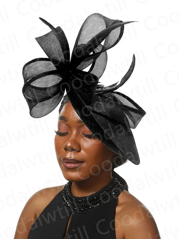 Matrimonio chiesa Fascinator Hat Femme Mariage copricapo donna evento formale tè Millinery Cap Feather Kentucky Derby Race Millinery