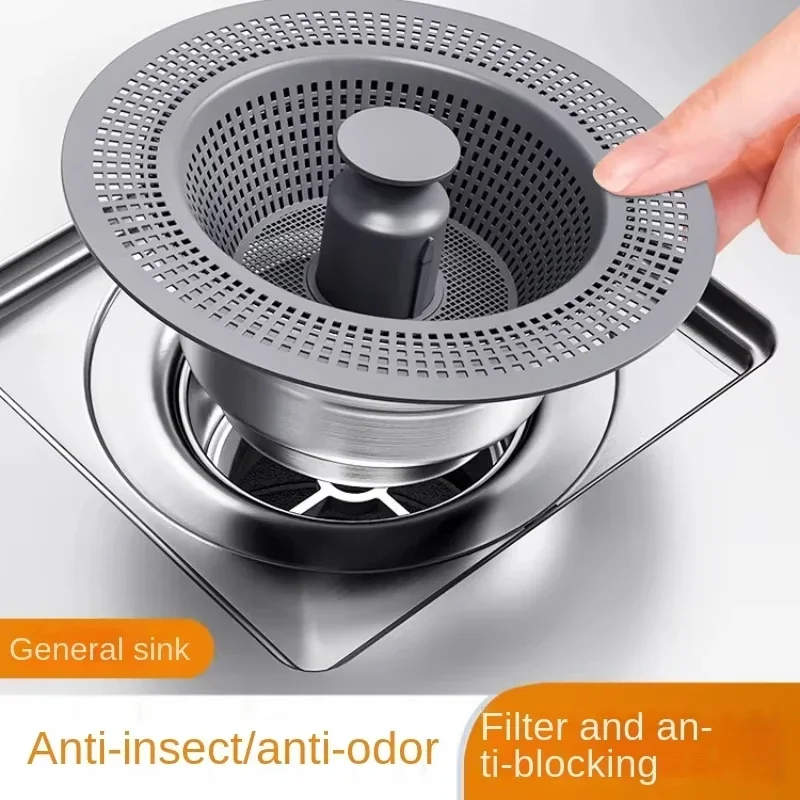 Kitchen Sink Drain Strainer Stainless Steel Pop-Up Sink Stopper Removable Sink Stopper Anti Clogging Food Colanders Strainer