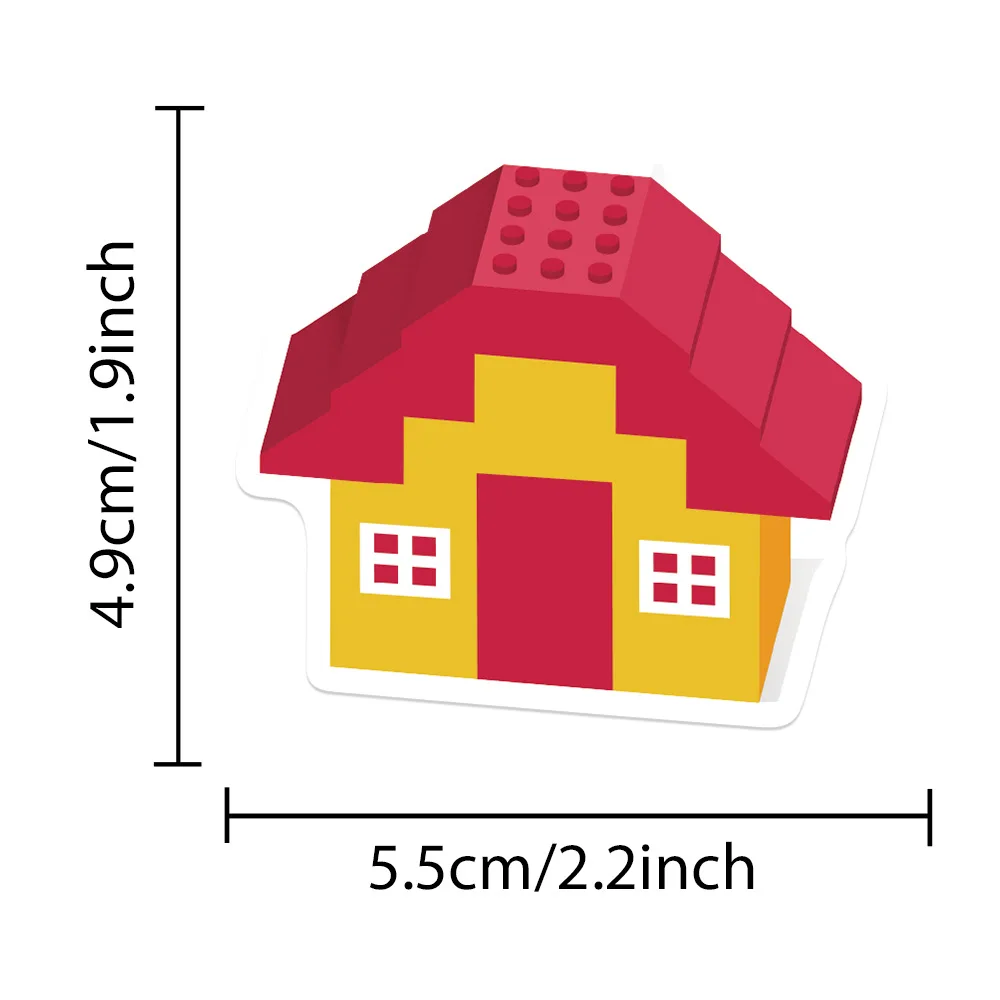 50PCS Colorful Building Blocks Sticker Watercolor DIY Skateboard Cartoon Laptop Phone Graffiti Cute Decoration Cool Stickers