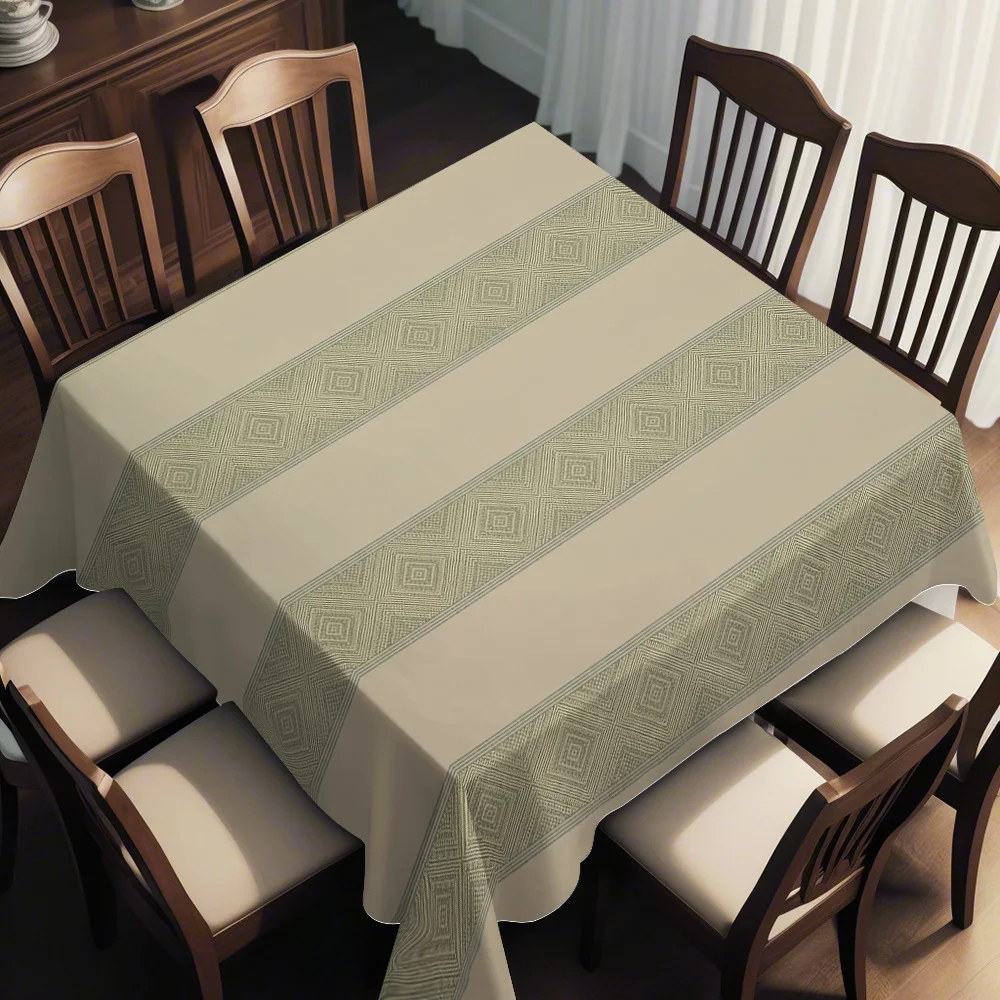JIT1pc New Model Simple Printed Square Dining Table with Simple Geometric Vertical Stripes Square Tableclothzyc