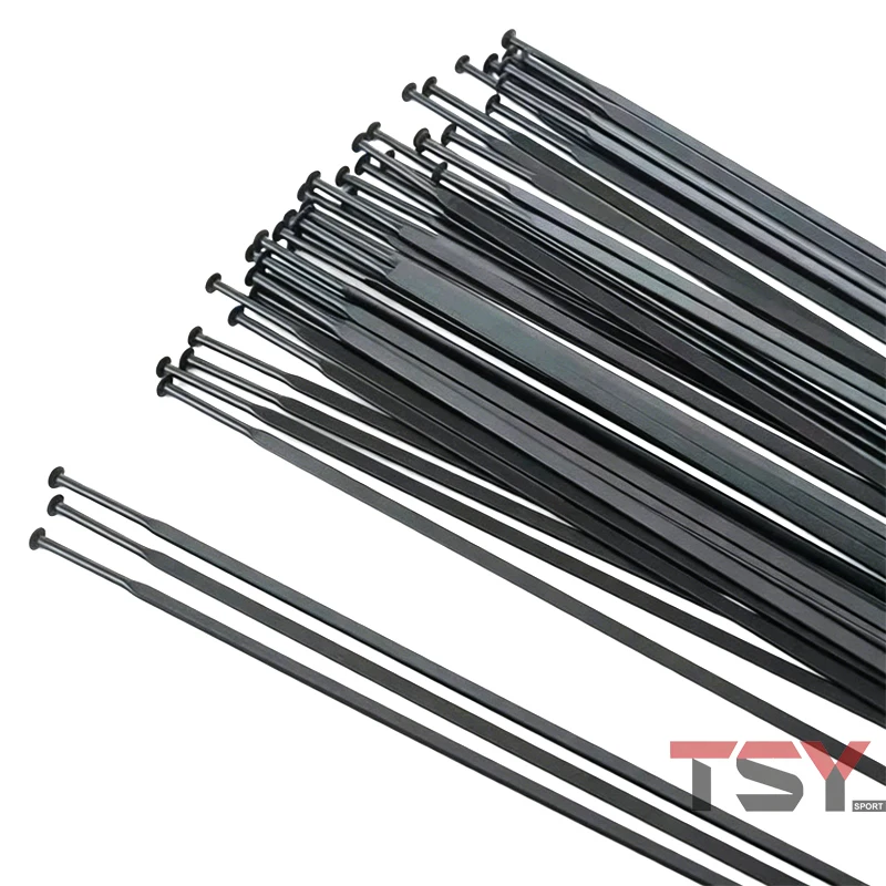 20 Stück Gerade Flache Speichen 14G Schwarzer Stahl Rays MTB Rennrad Speichen 700C Aero 3,0mm Flache Speichen+Messingnippel 260-298mm – Detail 3