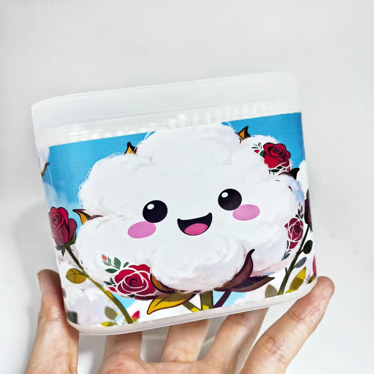 600개 창의적인 장미 테마 면봉 스틱, 양쪽 끝이 있는 디자인, 얇은 샤프트 나사형 양쪽 끝 면봉